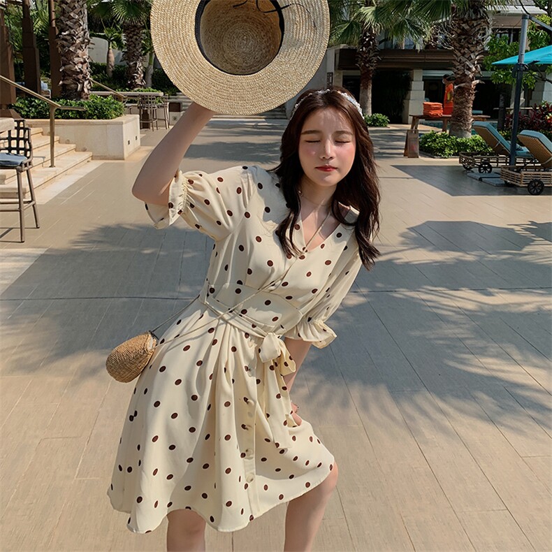 19号出大货！2021夏季新款波点收腰连衣裙165A-6503-P75-K128,女装连衣裙,浙宝123