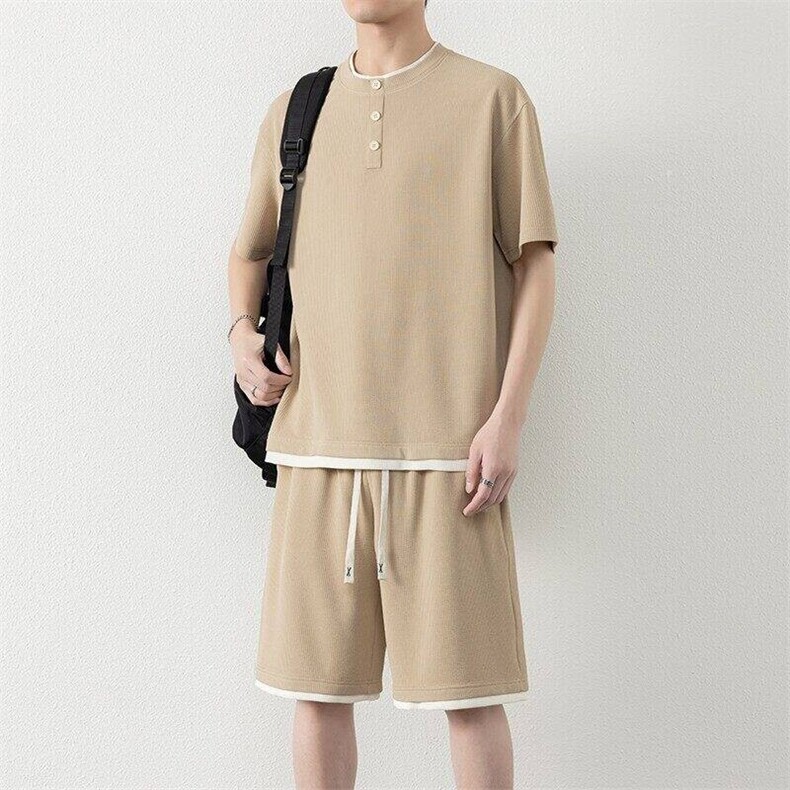 纯色二开TZ25310-特P60青少年运动套装男装一套搭配帅气学生潮牌,男装休闲套装,电商D310B