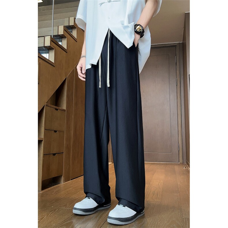 703-K331-P48夏季凉感锦纶冰丝休闲裤高品质绉绉条大码长裤,男装休闲裤,星座703
