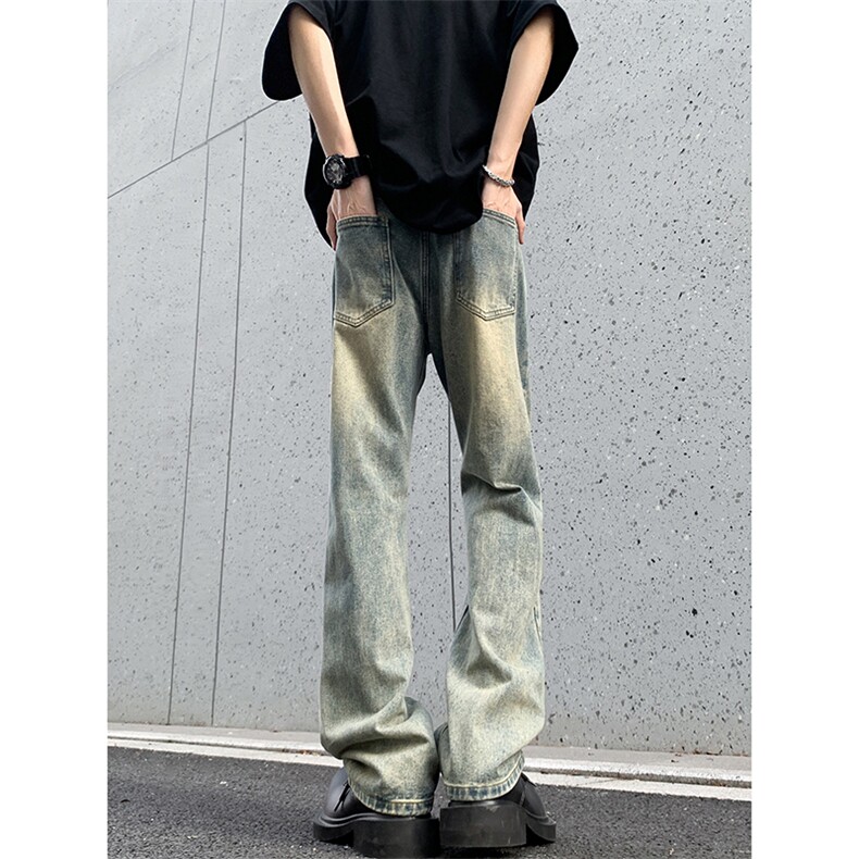 B221美式ins高街暗黑小众修身微喇牛仔裤LK24168-P60控78,男装牛仔裤,电商B221