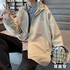 两面穿夹克2021秋季百搭ins格子上衣港风宽松休闲外套W1743-P58，男装夹克，星座512-4