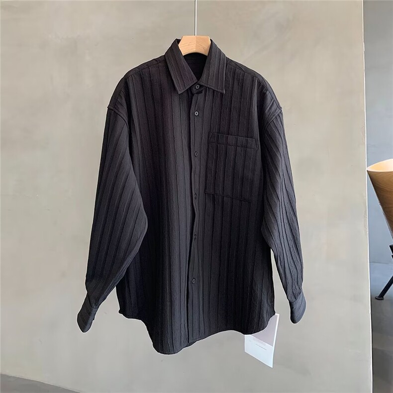 春夏款韩版时尚男士宽松纯色条纹网纱透视衬衫气质青年中性防晒衣，男装防晒衣，星座506A
