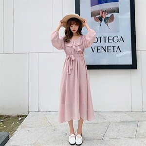 大货！2021春秋季新款雪纺剪花泡泡亮丝连衣裙165A-6501-P105-K168图片