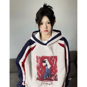 抖音得物供货 提供视频 秋冬重磅美式宽松接拼连帽卫衣3243图片