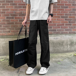 现货 100棉双色立体褶皱工装裤直筒版型男女同款休闲裤纯棉101P55图片