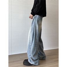 【现货】XZ612-K223-P55美式宽松解构侧边开衩牛仔裤慵懒直筒裤，男装牛仔裤，星座612