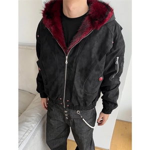网图 美潮红毛PU皮面座山雕棉服外套 W1912/特P140图片