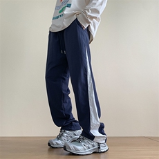 港风秋冬侧边拼接拖地工装裤宽松休闲伞兵裤男K23327-P40控58，男装工装外套，星座717