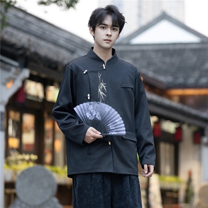 中古风潮金竹刺绣西装痞帅订婚礼服中式宽松立领大码唐装JK206图片
