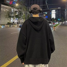 高街oversize连帽咖色毛衣男女廓形超宽松复古工装针织衫外套，男装针织衫/毛衣，星座601-2