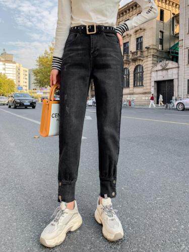 2020加绒拼毛线洋气工装裤，女装，雪儿诱惑