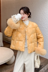 25新品风羽绒服袖口真毛6539-P365-468，女装短外套，2C317