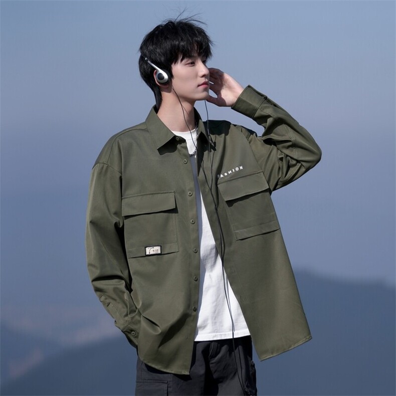 25年春季长袖衬衫男工装外套衬衣宽松现货DS-C323-1-2501-特批50，男装衬衫，电商C323-1