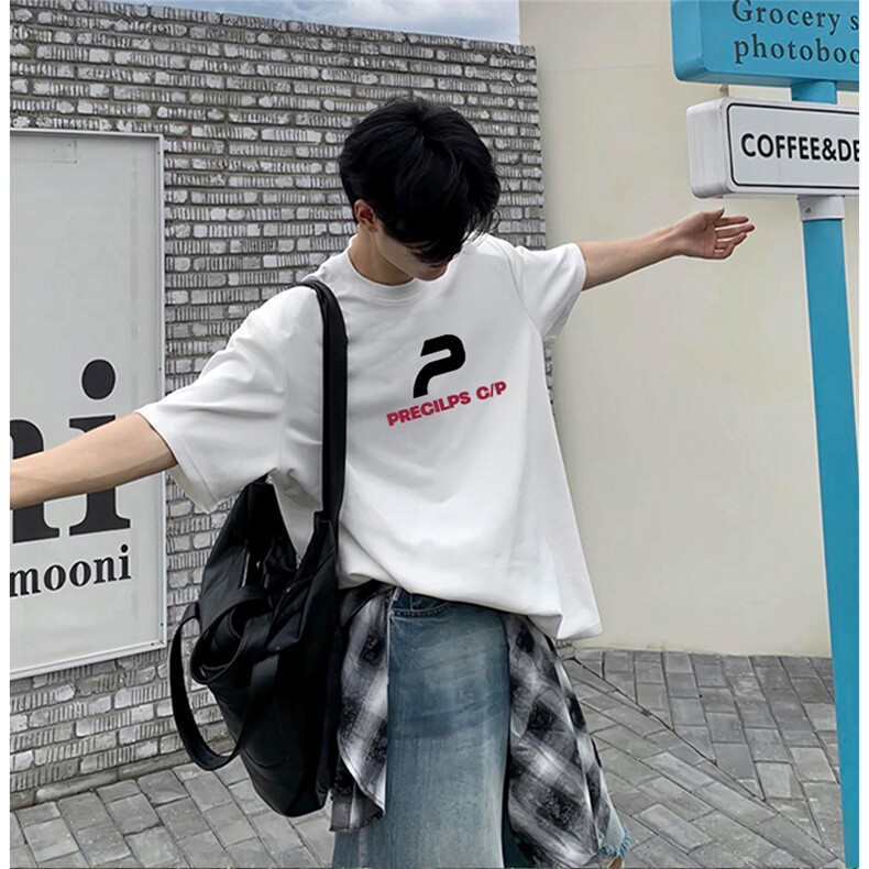 抖音得物供货210克现货宽松纯棉美式潮牌印花落肩袖纯棉T恤AT2179图片