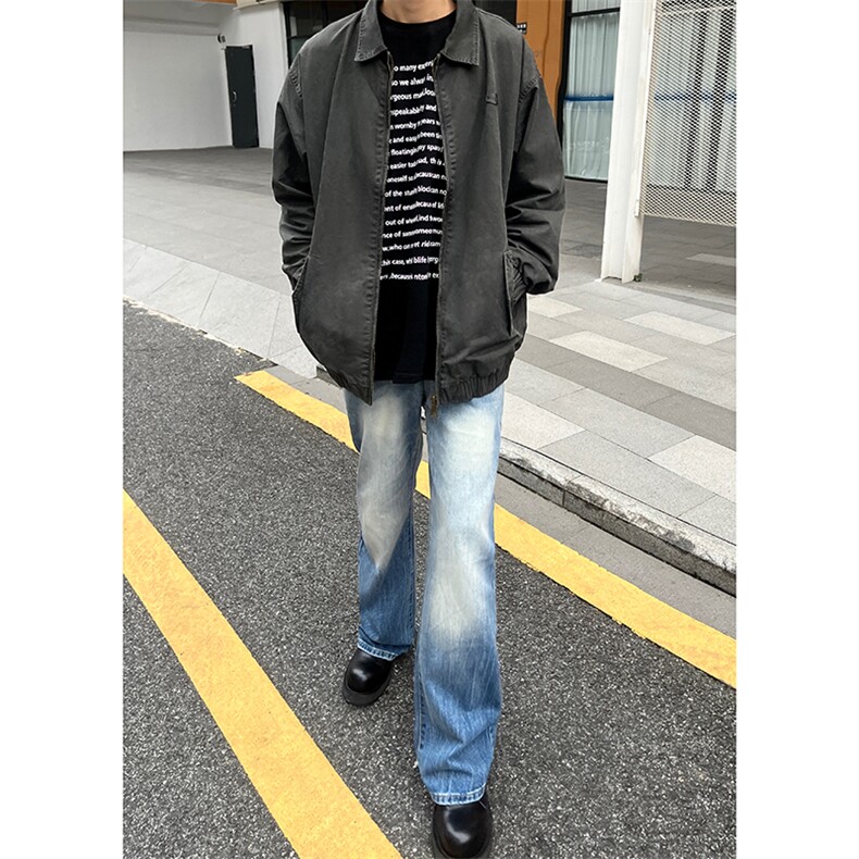 B221美式ins高街暗黑小众个性宽松直筒牛仔裤LK23140-P65控88,男装牛仔裤,电商B221