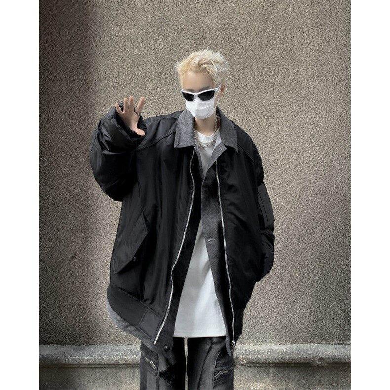 D2802-P88拼接假两件拉链外套棉衣外套男款美式棉服夹克秋冬潮牌,男装棉衣,星座603-2