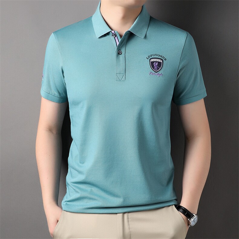夏季新款保罗衬衫领衣服Polo衫中年男士短袖T恤刺绣翻领半袖体恤,男装T恤,电商B212（原钱塘6029）
