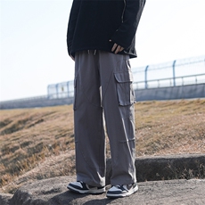 美式复古高街工装裤男直筒阔腿休闲裤春季时尚潮流长裤K087-P43，男装休闲裤，星座308B-1