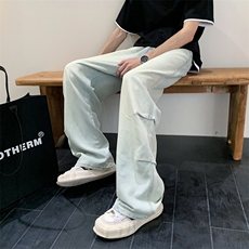 现货浅蓝色复古直筒牛仔裤设计款潮人款男裤长期有货566P38，男装牛仔裤，星座902A