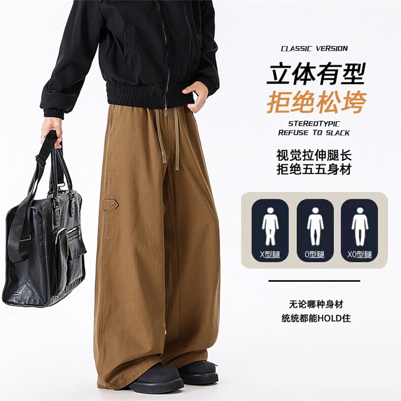 美式复古春秋新款工装长裤男生宽松直筒休闲裤子潮牌K02530-P58图片