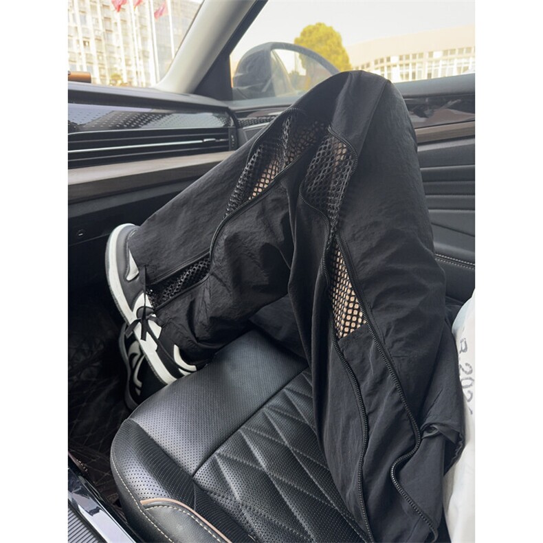 B221 美式ins高街暗黑纯色网状拉链休闲裤 LK24211-特P38控68图片