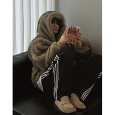 706-1-MY0056-P148冬季男士保暖毛绒连帽仿貂毛外套座山雕棉服，男装棉衣，星座706-1