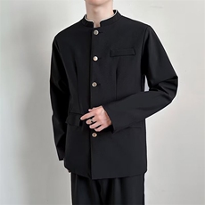 新中式中山装西服套装男士立领垫肩西装唐装外套W41，男装西服套装，星座1116A-1（原606A）