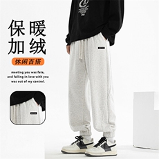 秋冬季加绒加厚宽松直筒百搭运动休闲裤子X1633特批39加绒特批49，男装休闲裤，星座718