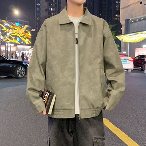 美式复古翻领皮衣外套男美拉德高级感麂皮绒情侣夹克A02518-P85