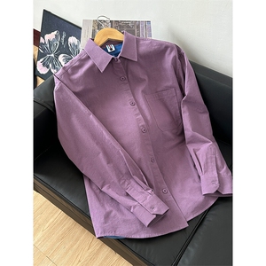 棉纯棉衬衫成衣水洗休闲韩版美式衬衫宽松纯色衬衣GC27-P35