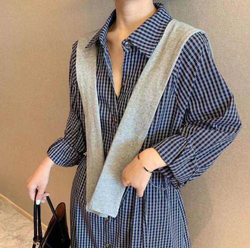 2021早春新款，100%纯棉面料，采用经典格形设计连衣裙，女装连衣裙，程稀