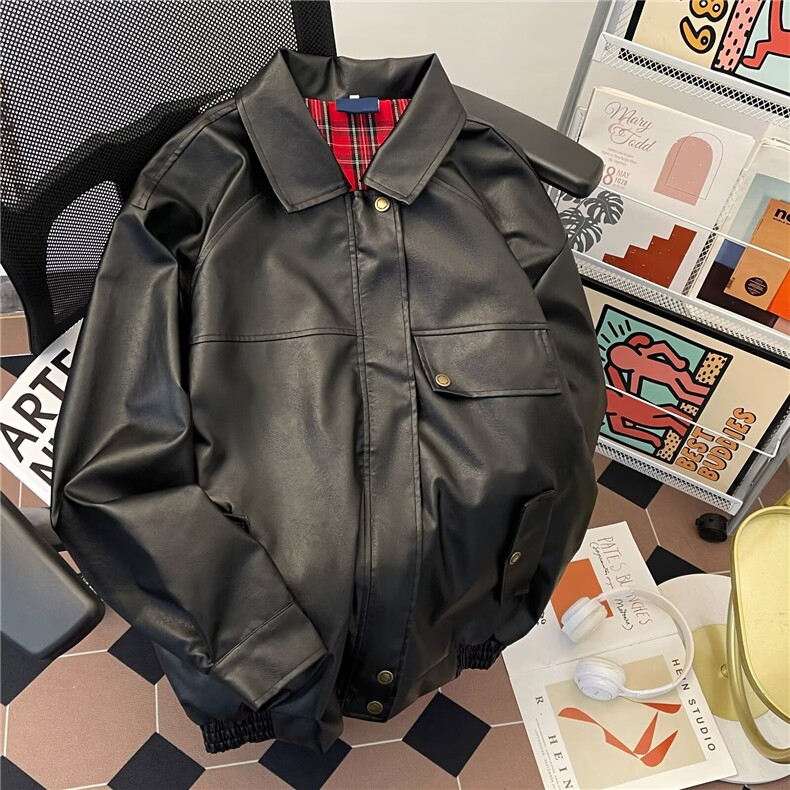 1506/GW93520/P83夹克外套男女潮牌秋冬季美式港风宽松显瘦PU皮衣,男装夹克,星座1506A