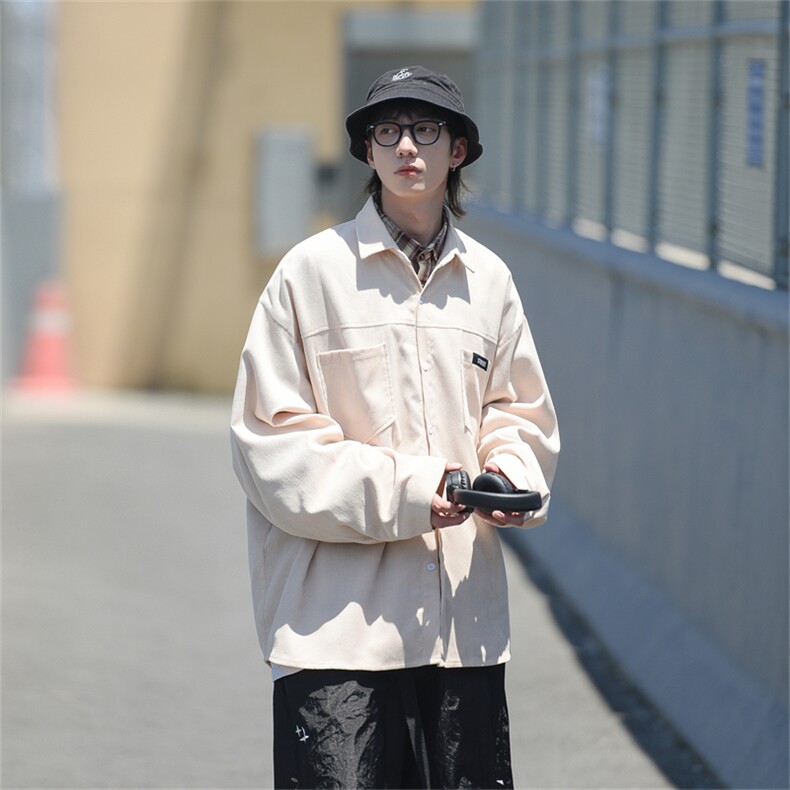 C6085/P40秋装Cityboy水洗灯芯绒衬衫男长袖衬衣大松外套上衣男,男装衬衫,电商A141