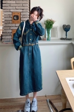 复古气质牛仔裙连衣裙春秋季2024新款高级感超好看裙子，女装连衣裙，点滴