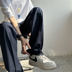 西装男韩版潮流百搭帅气2024春夏季ins宽松百搭直筒裤K3422-P39,黑色无袖西装马甲衬衣搭配图片