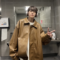 抖音直播！pu皮衣机车服宽松夹克男CP40-特p65控价：118，男装皮衣，电商B371