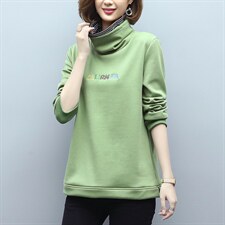 时尚宽松半高领字母印花加绒卫衣女款春装新款,女装卫衣/绒衫,丽影随形