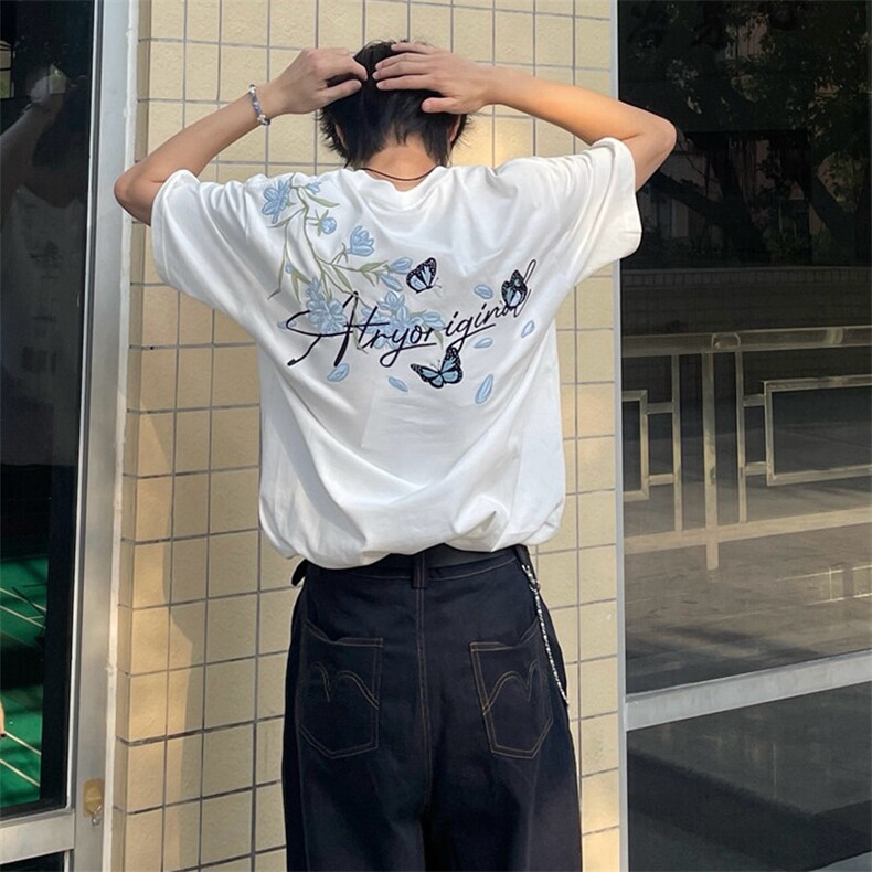 万针全刺绣解构设计260克重磅双纱纯棉高品质美式高街短袖T恤特35,男装T恤,电商A486