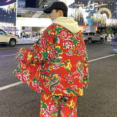 TZ207风盘扣立领大花棉衣加绒裤套装民族特色牡丹大花大码男，男装休闲套装，星座115A(原星座507）