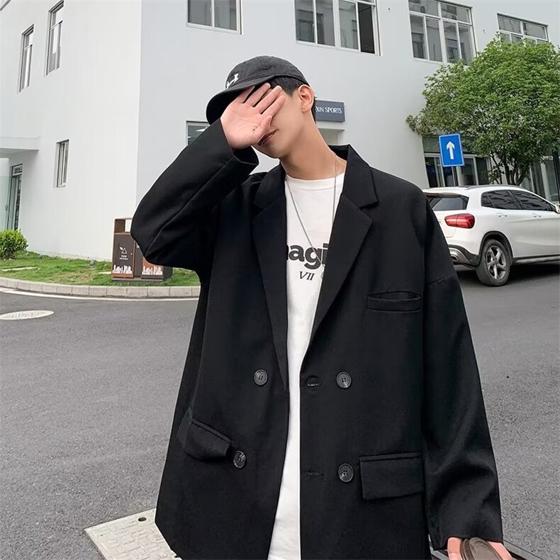 潮2023标准两粒双排扣西服上衣春季长袖男平驳领西装W4720-P50,男装西服,星座412-2