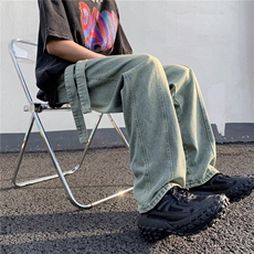 美式牛仔裤男韩版潮流高街帅气腰带2023夏季新款ins长裤RK508-P47，男装牛仔裤，星座412-3