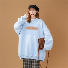 中性风简约字母印花圆领套头慵懒风大码宽松卫衣W1007P30控48，男装卫衣，A247A
