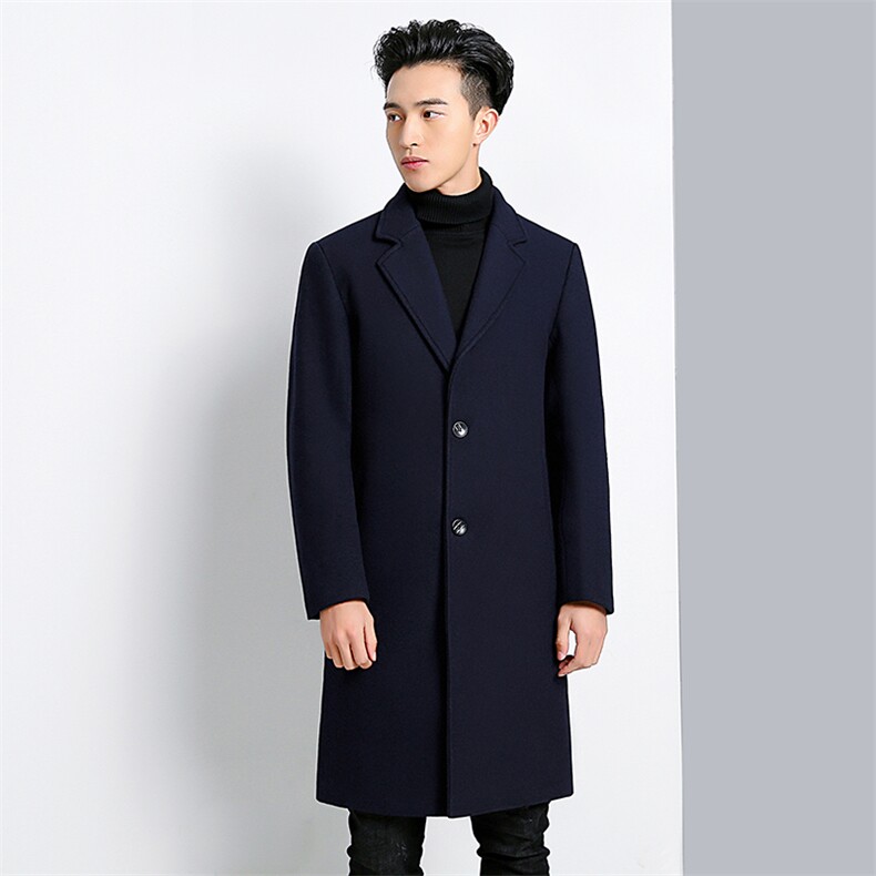 HN1802新款毛呢大衣男韩版羊毛外套长款商务主推货足可加棉P175,男装毛呢大衣,电商B360