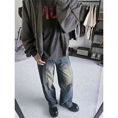 B221美式ins高街暗黑小众宽松牛仔裤LK23134-P65控88，男装牛仔裤，电商B221