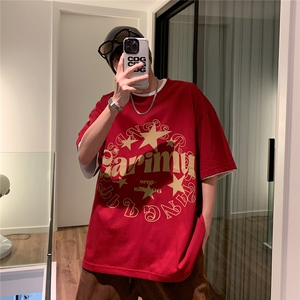 短袖美式复古字母印花T恤打底衫G014-P40控58图片