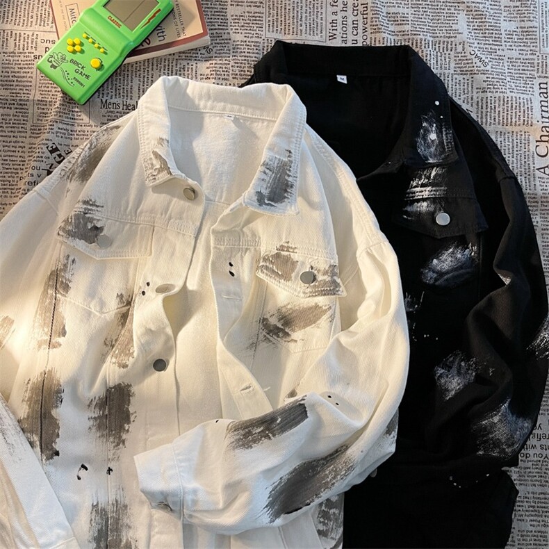 扎染翻领牛仔夹克男春季美式复古宽松百搭上衣vibe潮牌高级感外套,男装夹克,星座1210-1