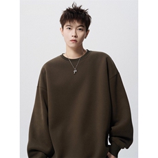 【高品质】秋冬复古纯色长袖上衣潮牌休闲宽松套头衫9104P39网图，女装卫衣/绒衫，电商B245