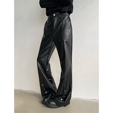 小众金属铆钉装饰工装皮裤男cleanfit设计微喇阔腿长裤PK08P85，男装休闲裤，星座512-1（原513-3）
