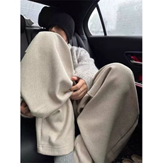 网图有货人字纹毛呢裤子男女宽松阔腿休闲弯刀垂感卫裤A991-P45，男装休闲裤，星座1505