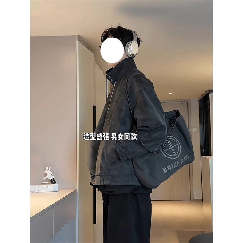 雾面扎染皮衣外套男款春秋美式复古飞行员夹克立领短款机车棒球服,男装夹克,星座1904A-1